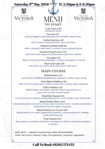 Image of the May Fish Menu for The Hotel Victoria Lowestoft